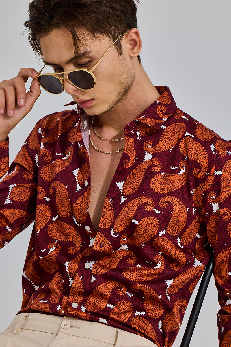 Vibrant Paisley Red Shirt