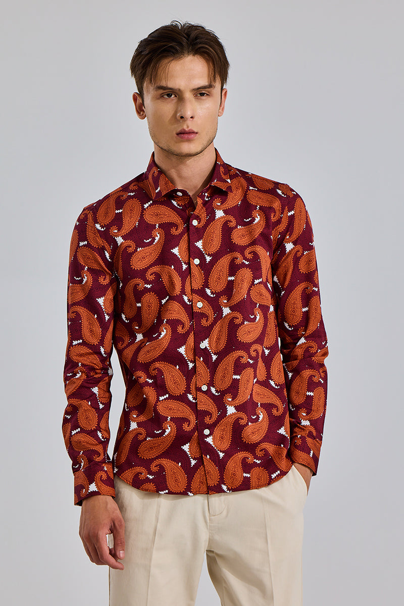 Vibrant Paisley Red Shirt