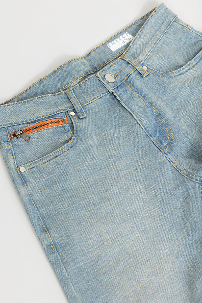 Men's Low Waist Plain Button Zipper Closure With Pocket Denim Jeans