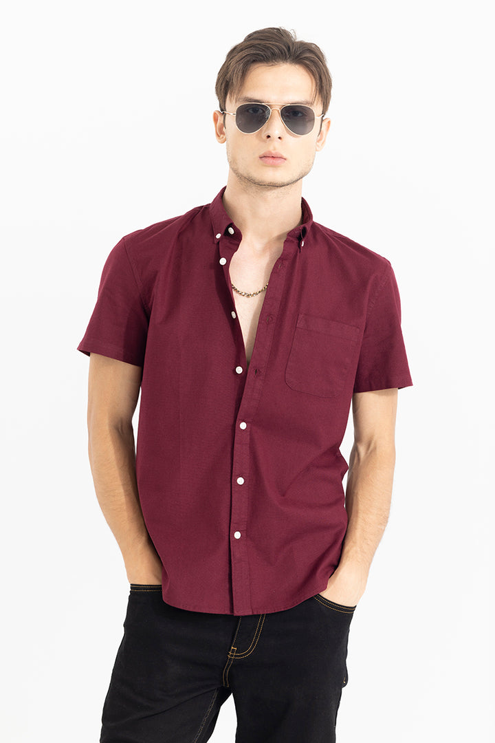 Ivory Embrace Maroon Oxford Shirt