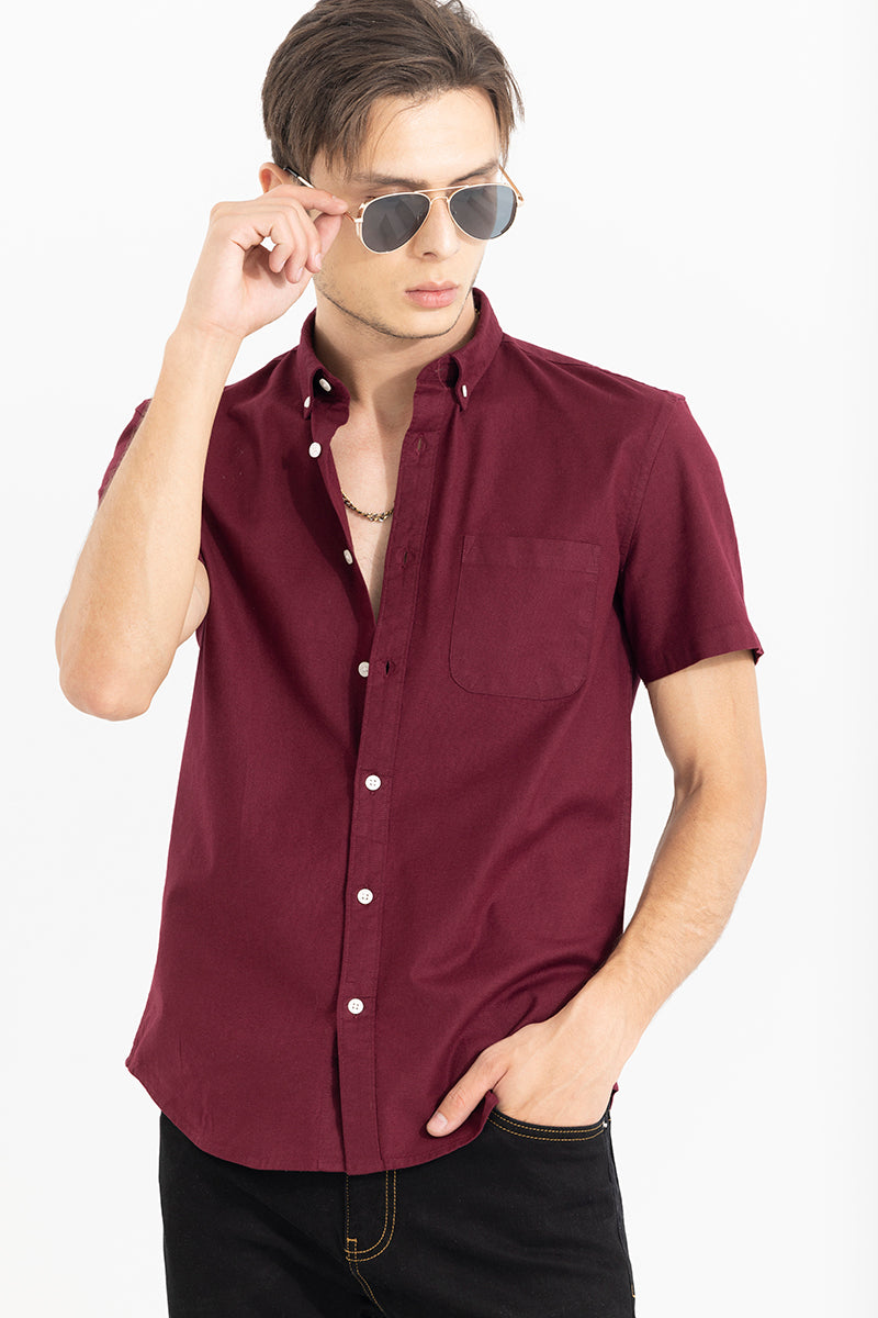 Ivory Embrace Maroon Oxford Shirt