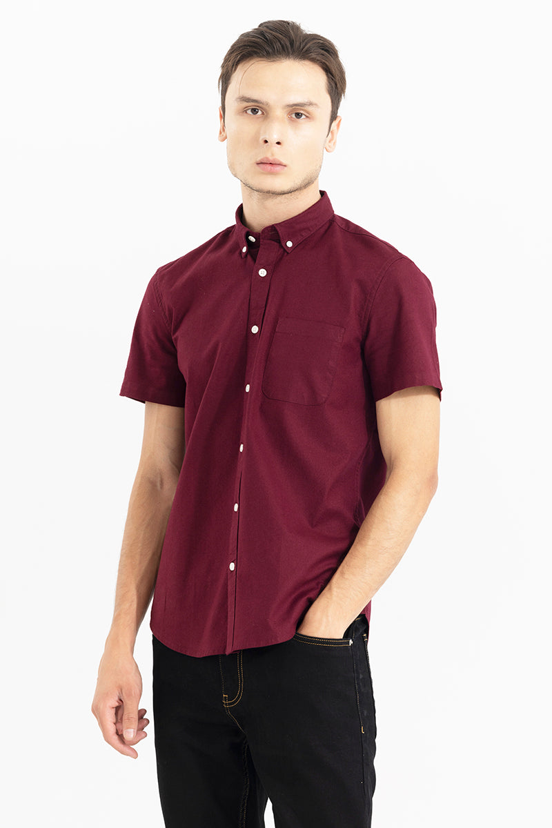 Ivory Embrace Maroon Oxford Shirt