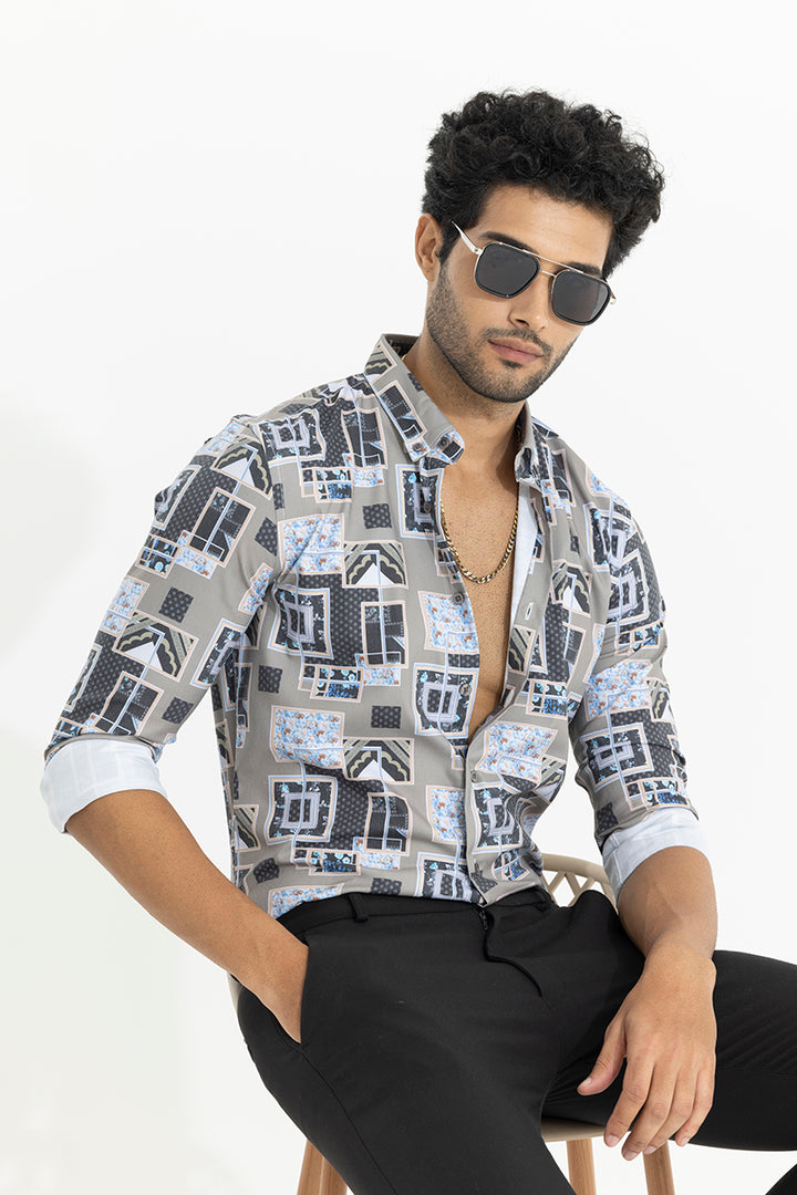 Abstract Block Grey Shirt