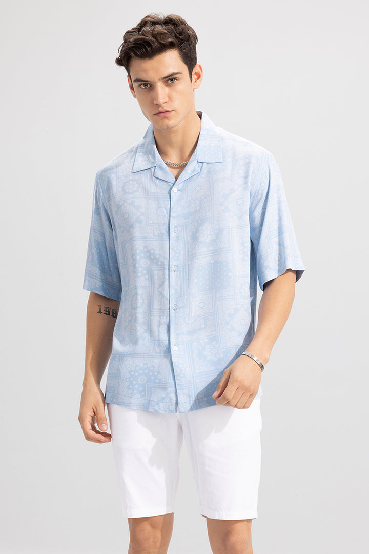 Folk Bandana Blue Oversized Shirt