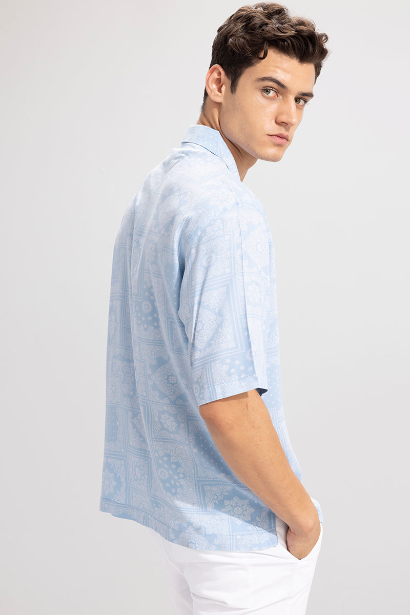 Folk Bandana Blue Oversized Shirt