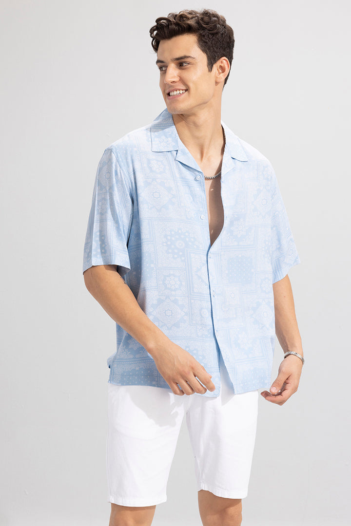 Folk Bandana Blue Oversized Shirt