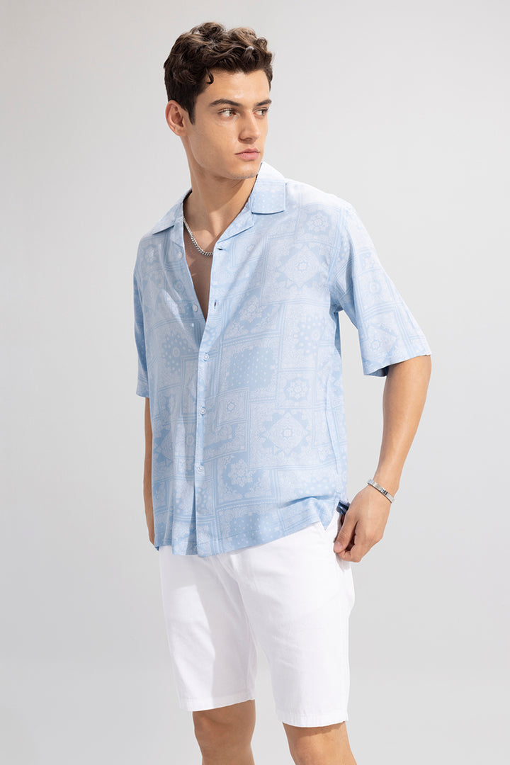 Folk Bandana Blue Oversized Shirt