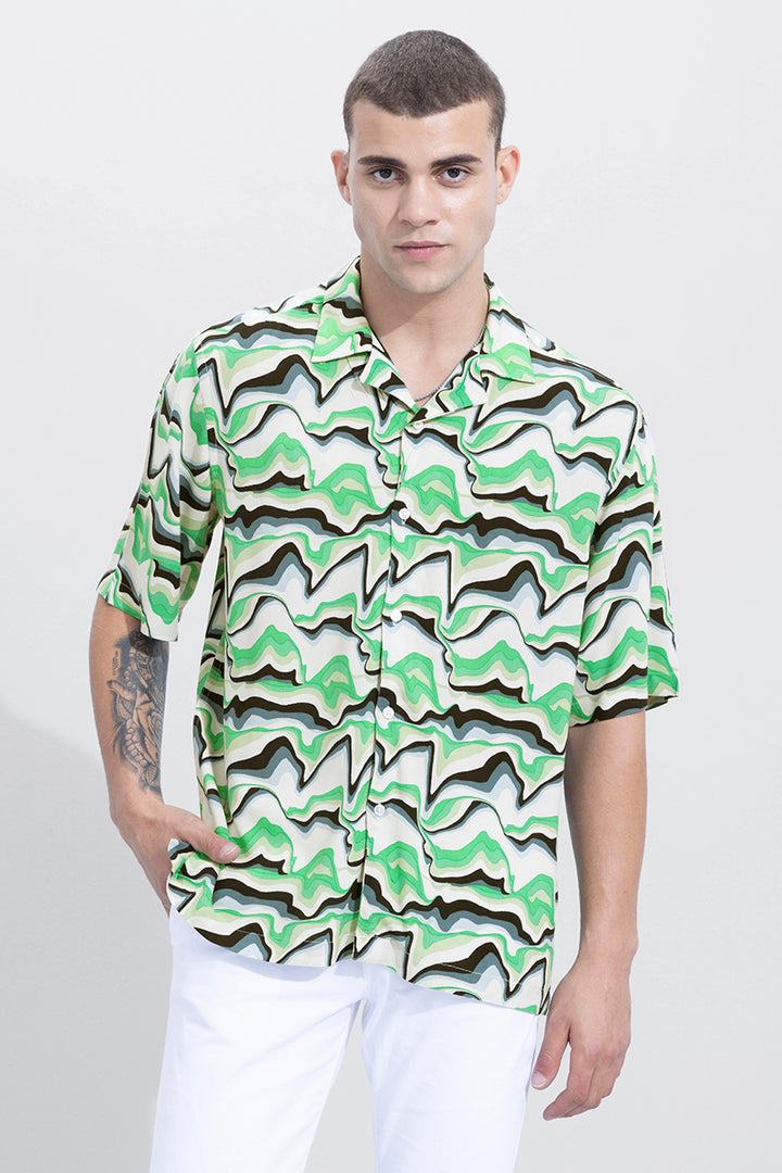 Electro Wave Green Oversized Shirt