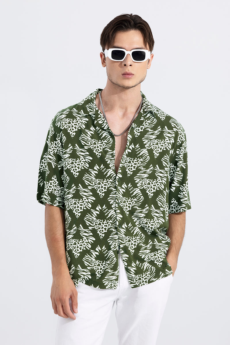 Broken Art Green Oversized Shirt