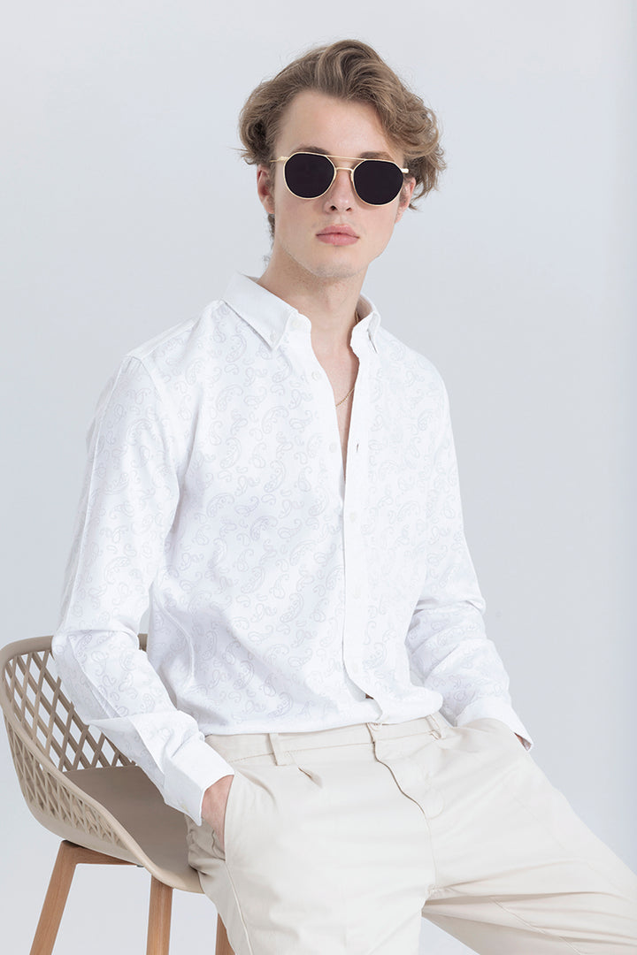 Modern Art White Jacquard Shirt