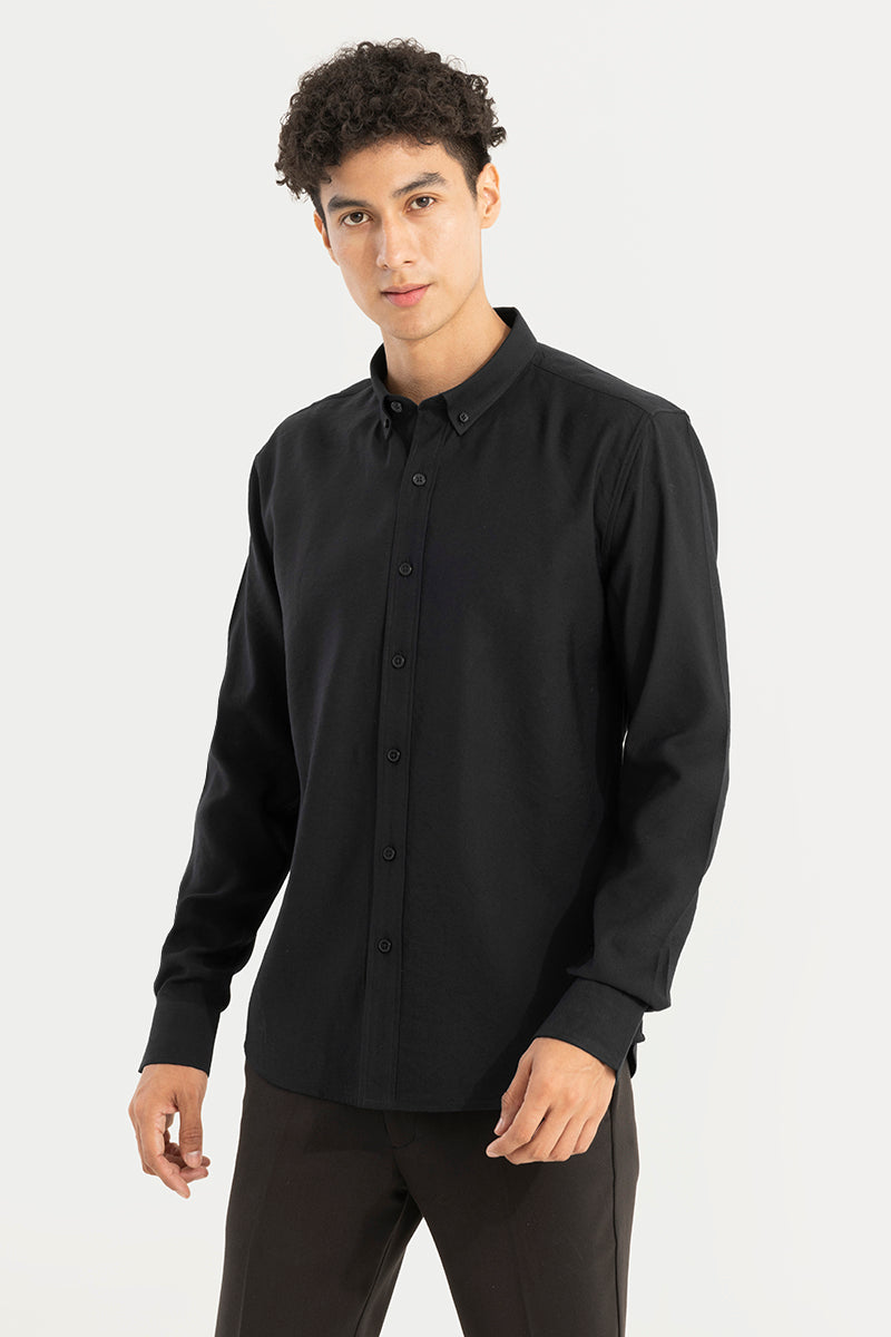 Crape Cotton Black Shirt