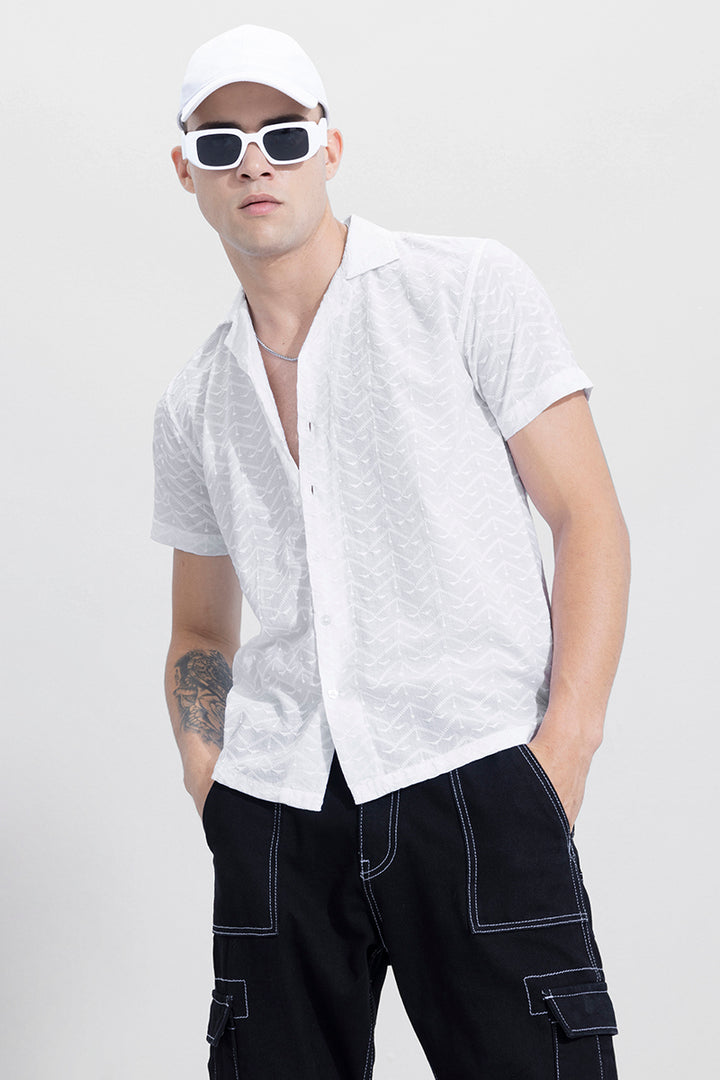 V Wave White Embroidery Shirt