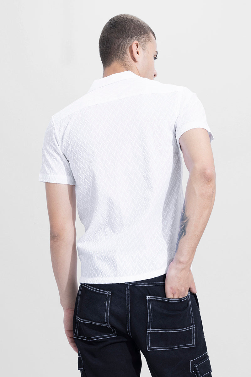 Twisty Curve White Embroidery Shirt