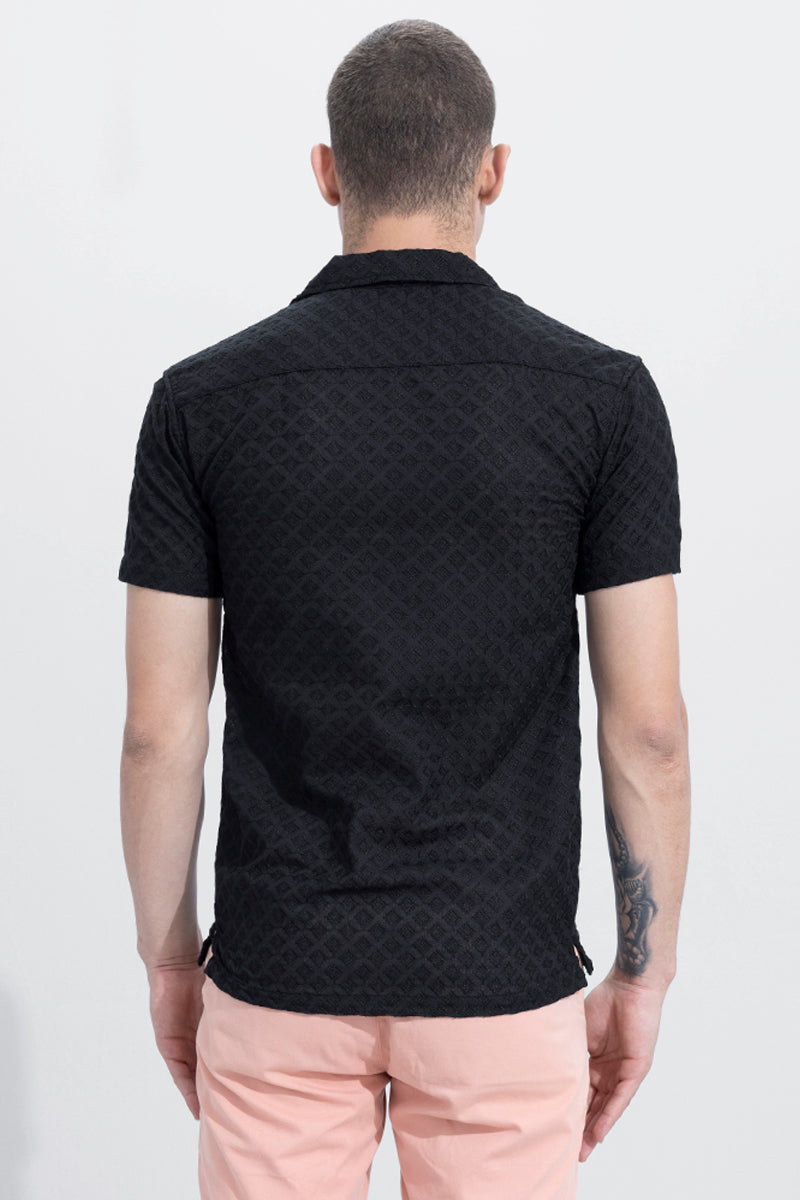 Diamond Shape Black Embroidery Shirt