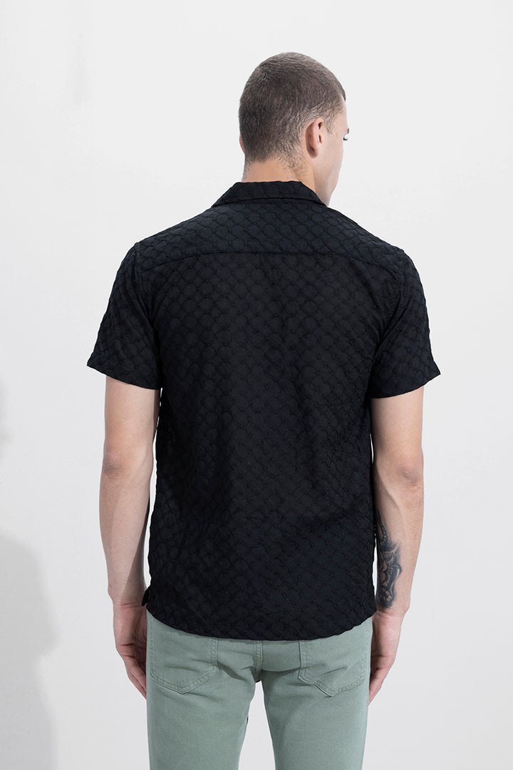 Barbed Design Black Embroidery Shirt