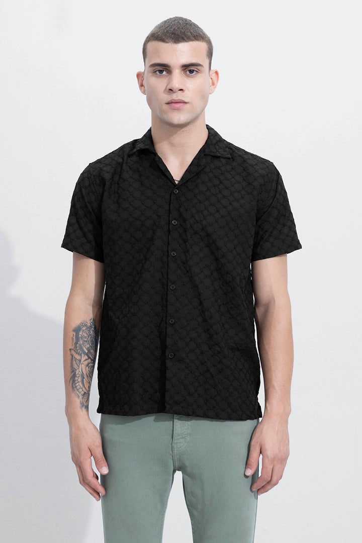 Barbed Design Black Embroidery Shirt