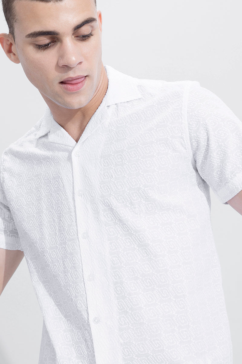 S Design White Embroidery Shirt