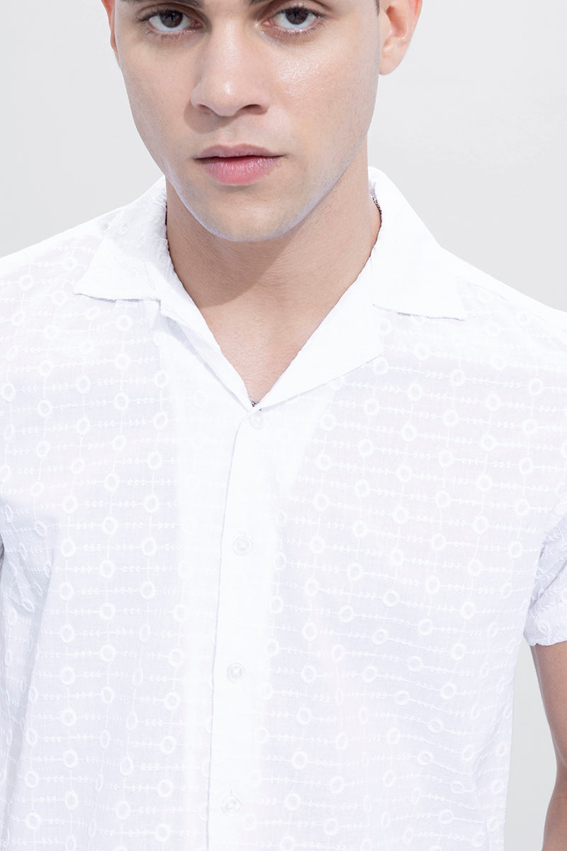 Atom Circle White Embroidery Shirt