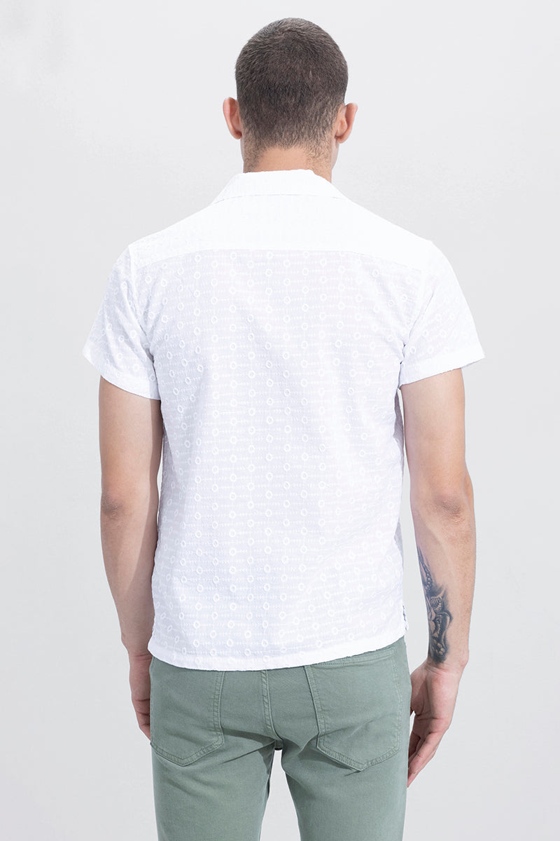 Atom Circle White Embroidery Shirt