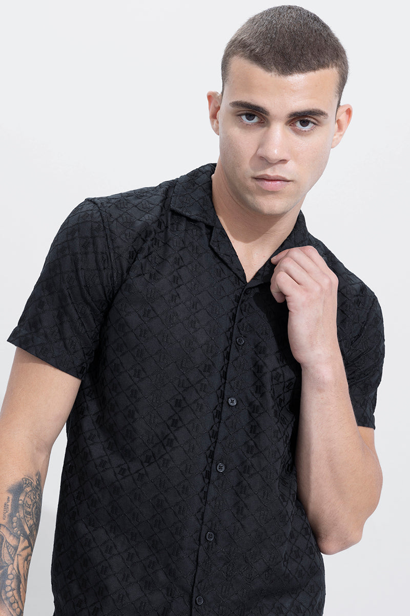 Diamond Cut Black Embroidery Shirt