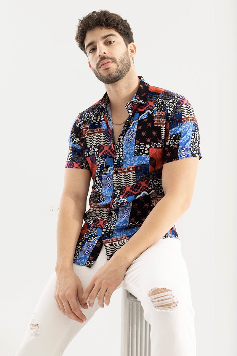 Buy Men's Ethnic Tribe Blue Shirt Online | SNITCH