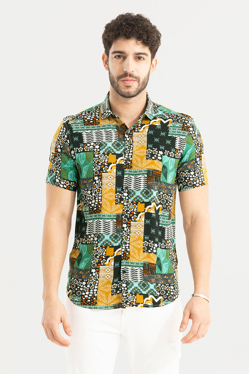 Ethnic Tribe Green Shirt