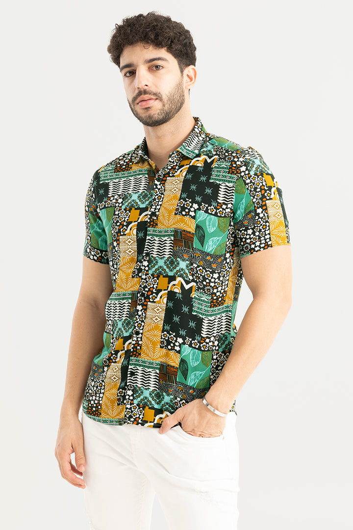 Ethnic Tribe Green Shirt