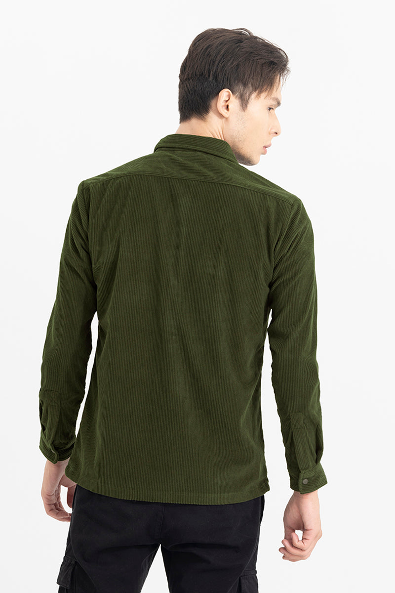 Jezzi Olive Corduroy Overshirt