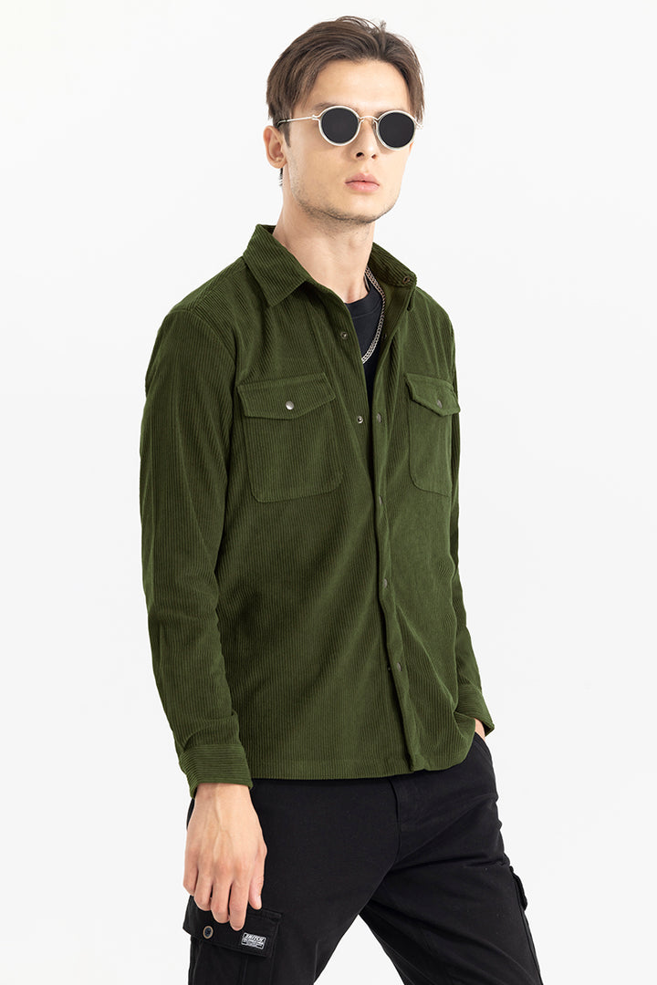 Jezzi Olive Corduroy Overshirt