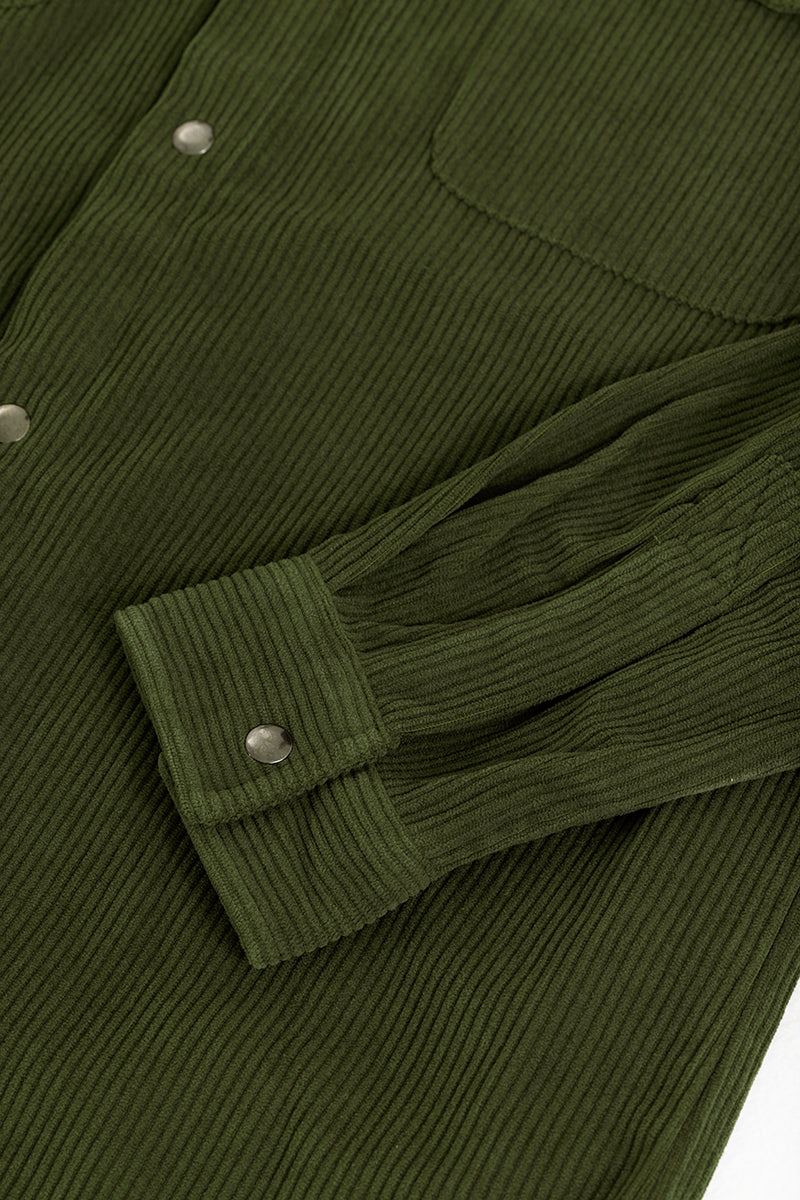 Jezzi Olive Corduroy Overshirt