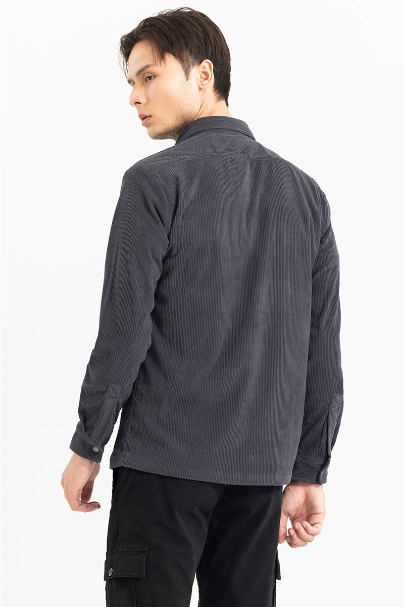 Jezzi Ash Grey Corduroy Overshirt