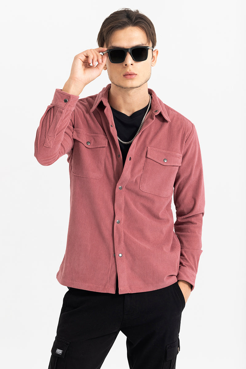 Jezzi Pink Corduroy Overshirt