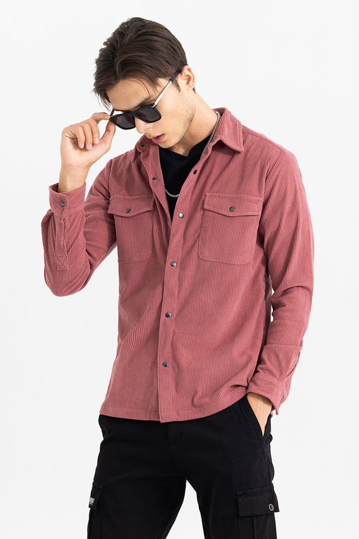 Jezzi Pink Corduroy Overshirt