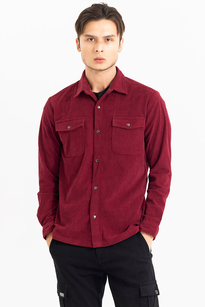 Jezzi Maroon Corduroy Overshirt