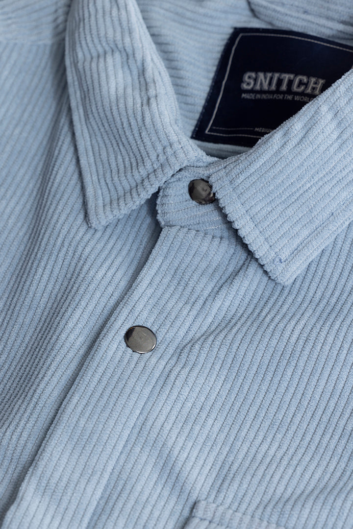 Jezzi Sky Blue Corduroy Overshirt