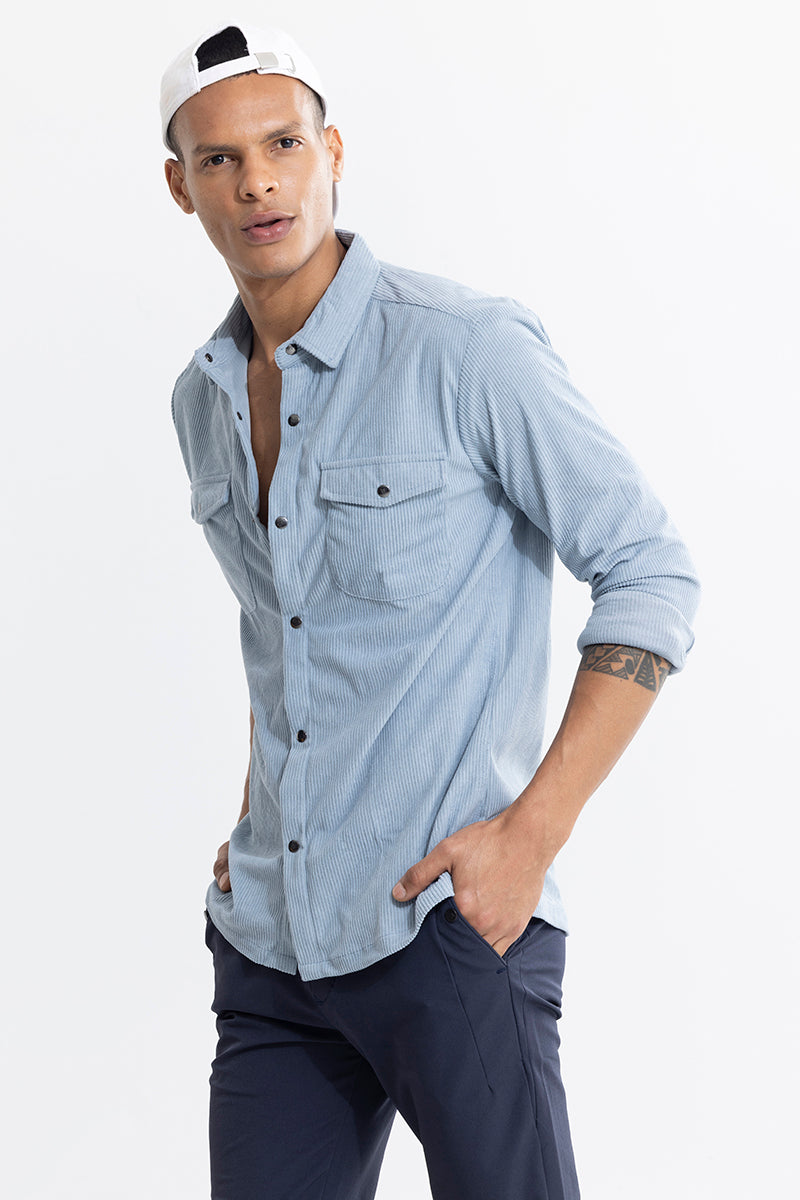 Jezzi Sky Blue Corduroy Overshirt