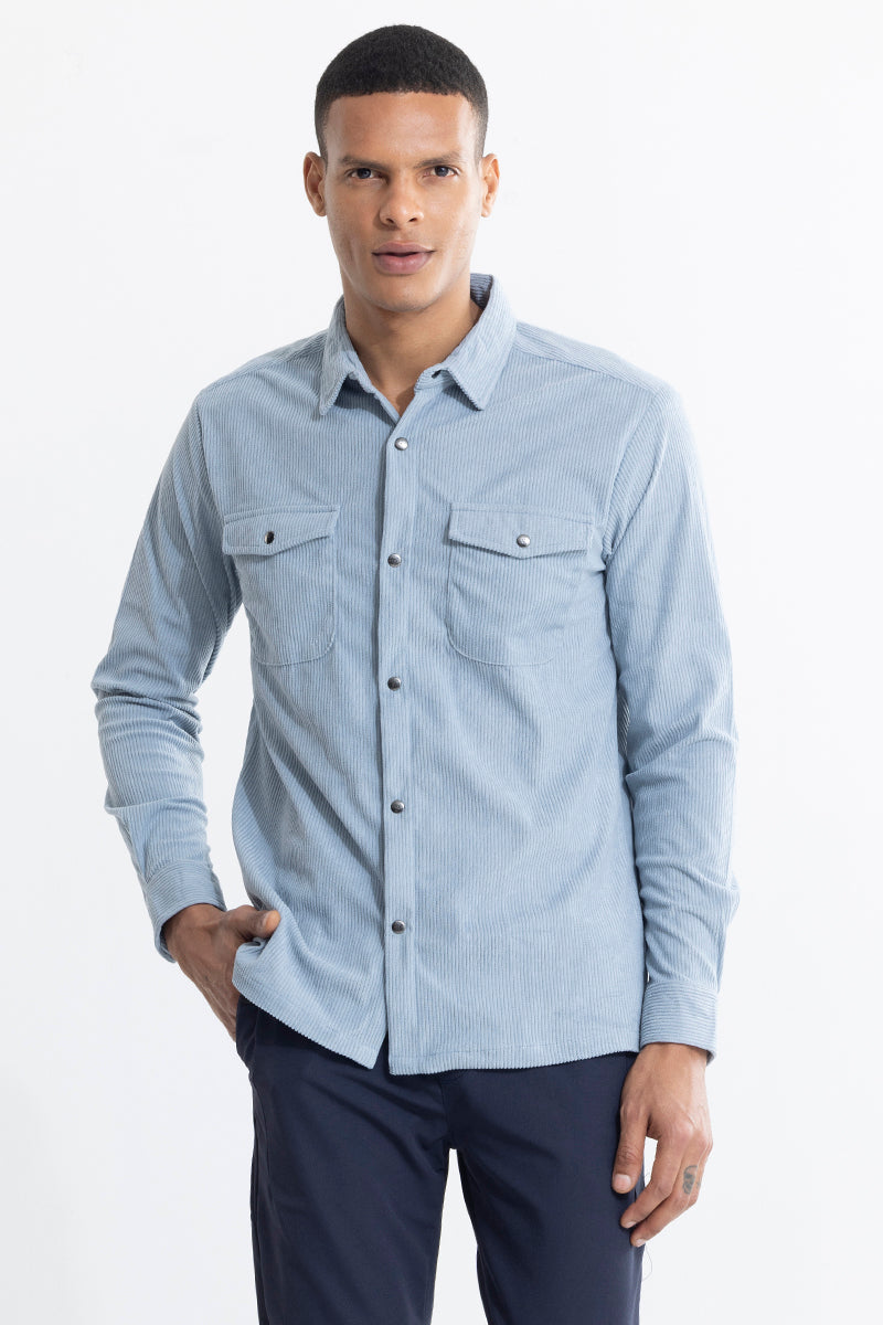 Jezzi Sky Blue Corduroy Overshirt