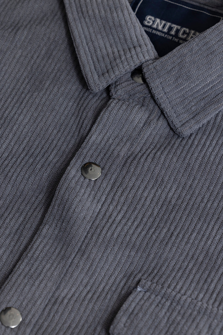 Jezzi Teal Dark Grey Corduroy Overshirt