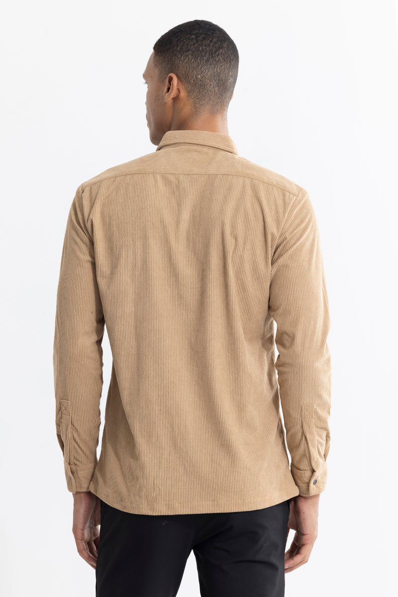 Jezzi Khaki Corduroy Overshirt