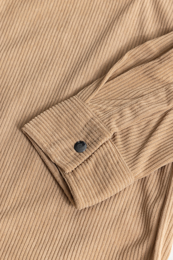 Jezzi Khaki Corduroy Overshirt