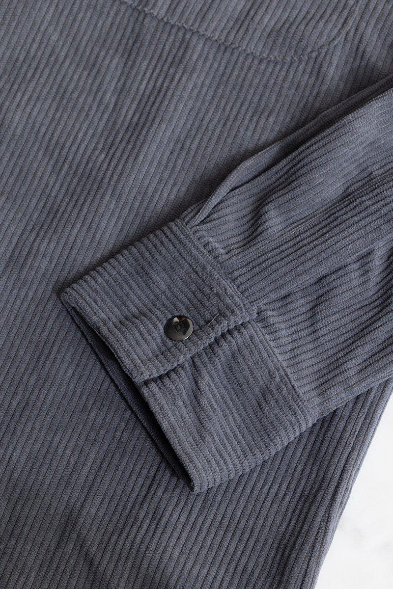 Jezzi Teal Dark Grey Corduroy Overshirt