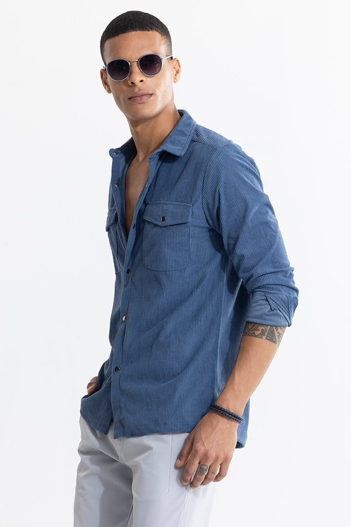 Jezzi Blue Corduroy Overshirt