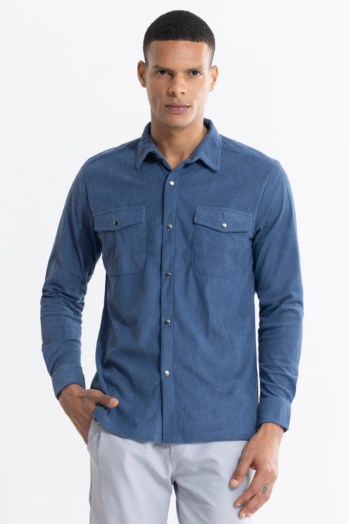 Jezzi Blue Corduroy Overshirt