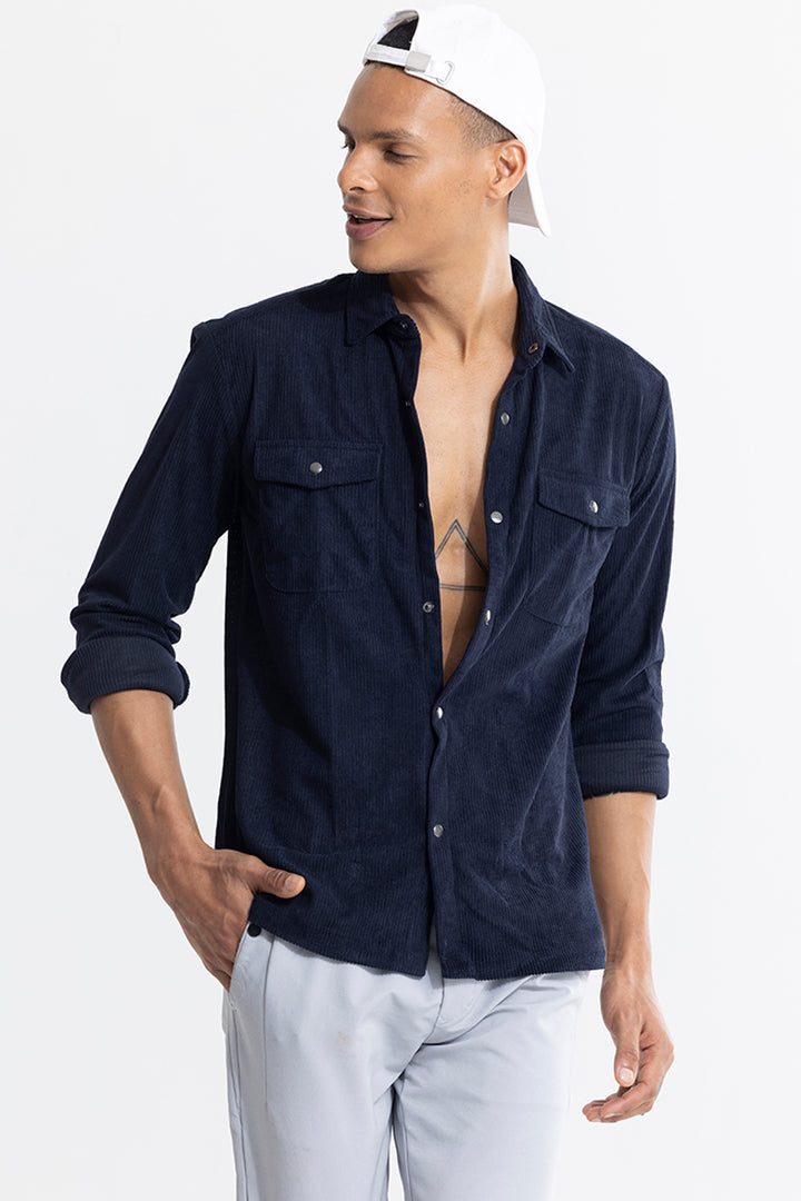 Jezzi Navy Corduroy Overshirt