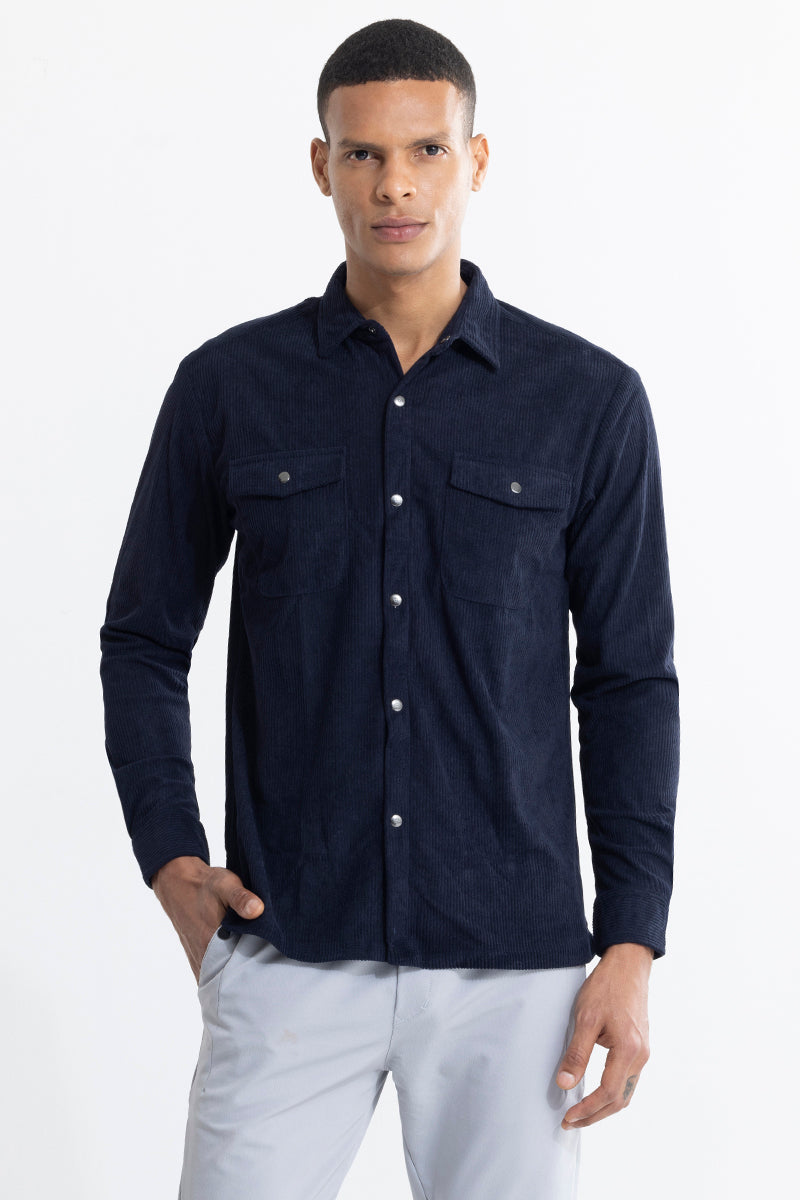 Jezzi Navy Corduroy Overshirt