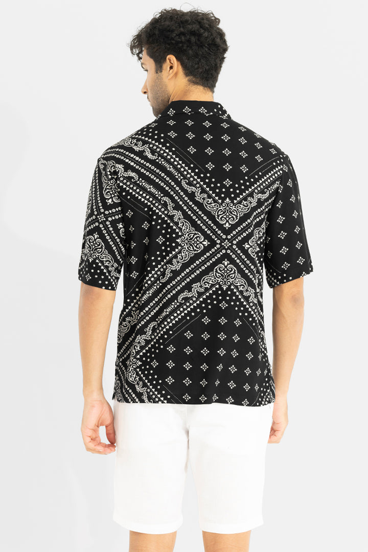 Cosmic Square Black Oversized Shirt