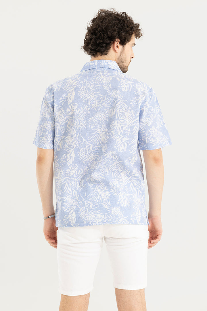 Palm Seer Sucker Blue Shirt