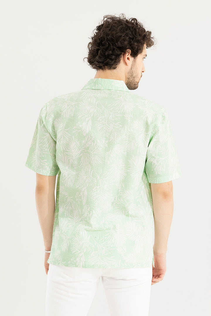 Palm Seer Sucker Green Shirt