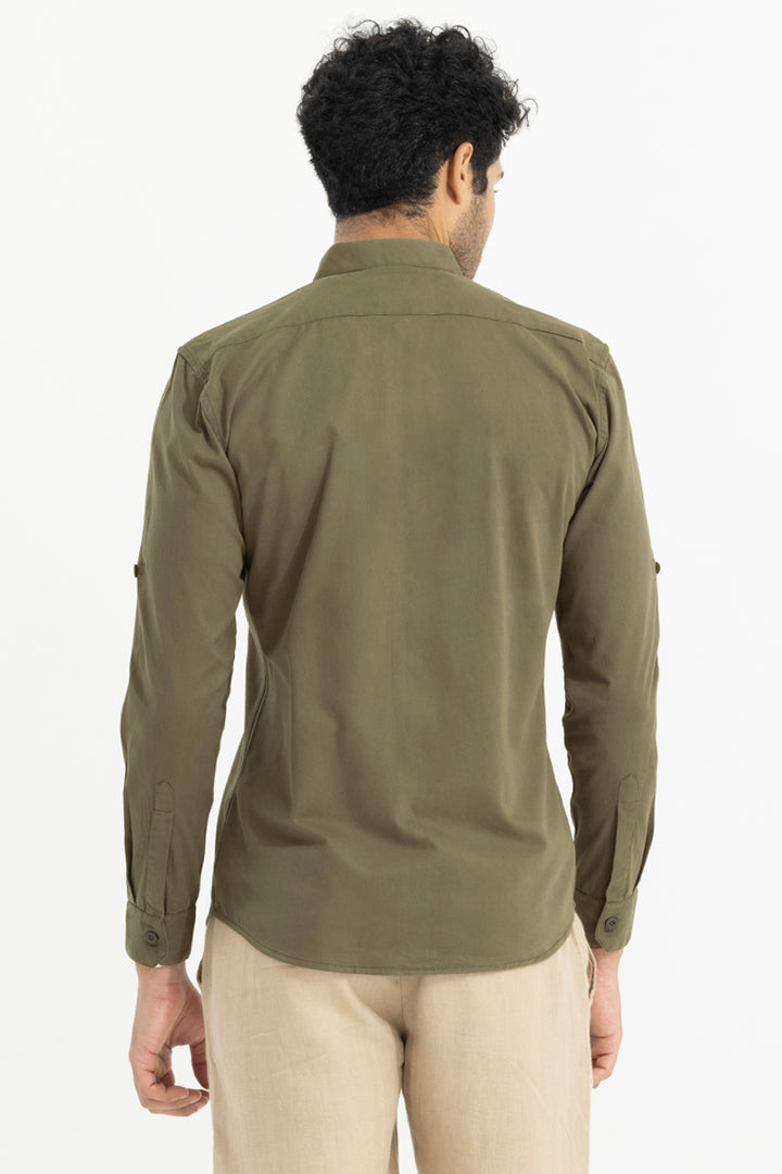 Self Fold Pocket Olive Shirt