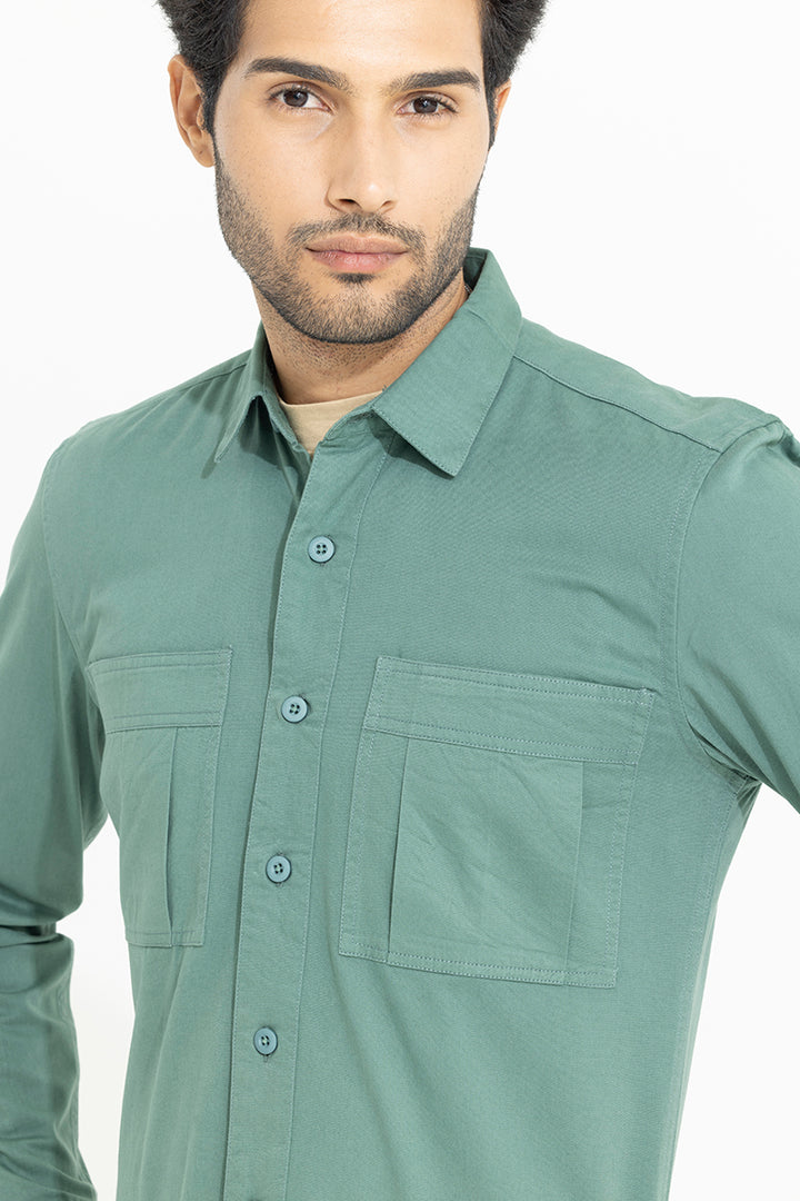 Self Fold Pocket Green Shirt